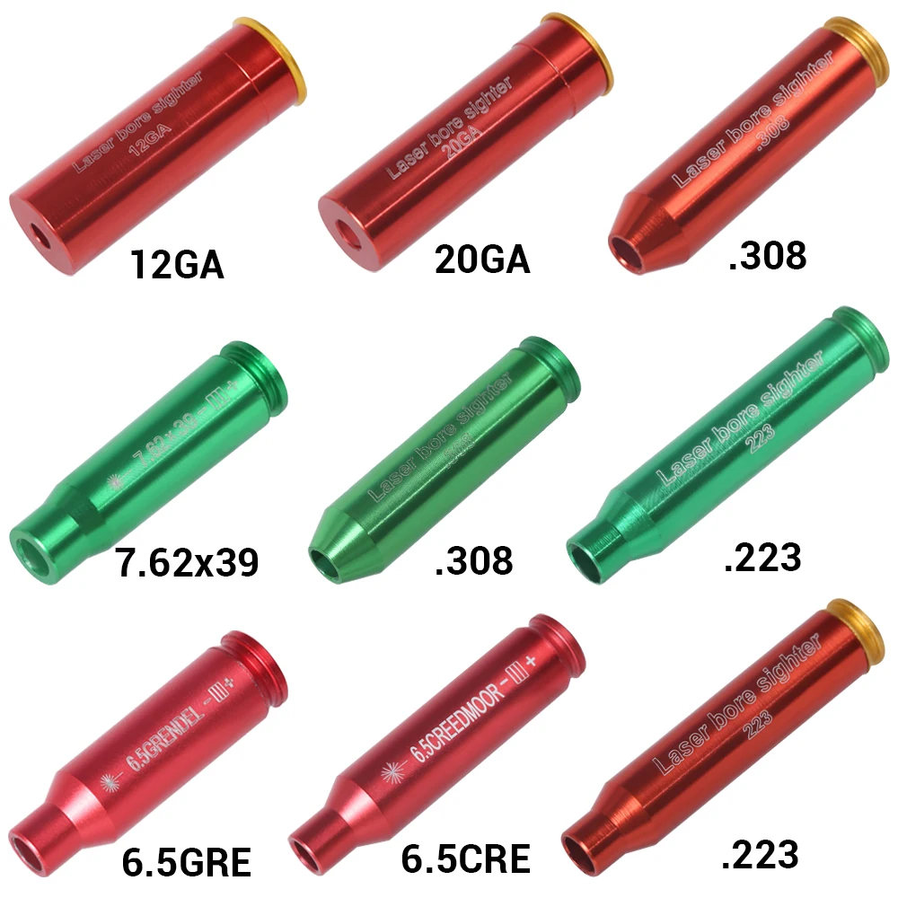 Tactical Red Laser Bore Sighter Training Bullet Boresighter 12GA  20GA .223 .308 7.62x39 .308 6.5GRE Sight for Hunting Shooting