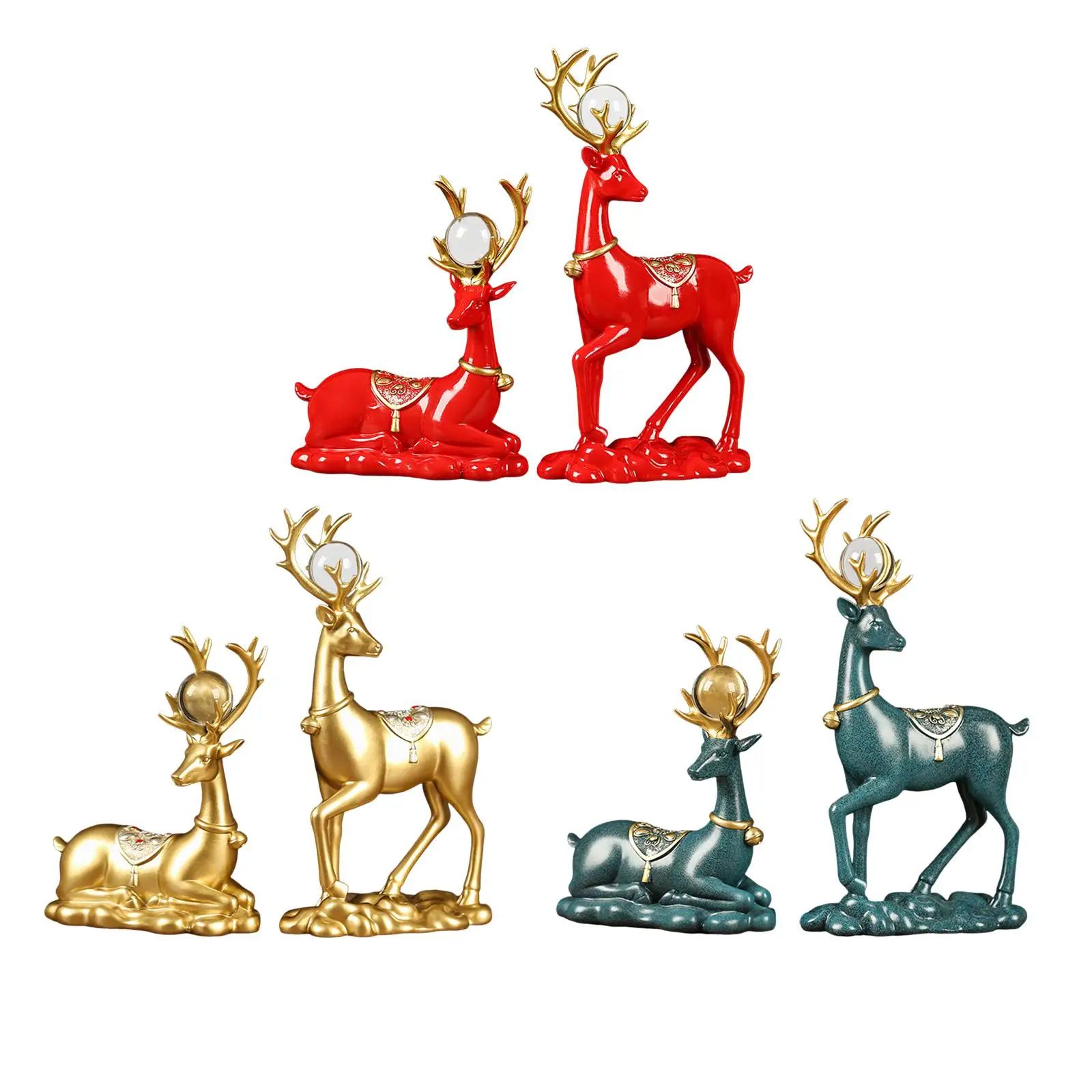 

Reindeer Figurines, 2 Pcs Origami Moose Nordic Style Sitting Standing Deer