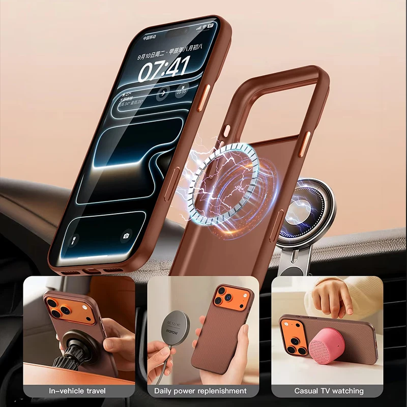 Фото Чехол для iPhone 18 Pro Max, 17 Pro, 16, 15, 14, 13 с кнопкой управления камерой, магнитный, совместимый с MagSafe, технологичный, тканый, ударопрочный. №3