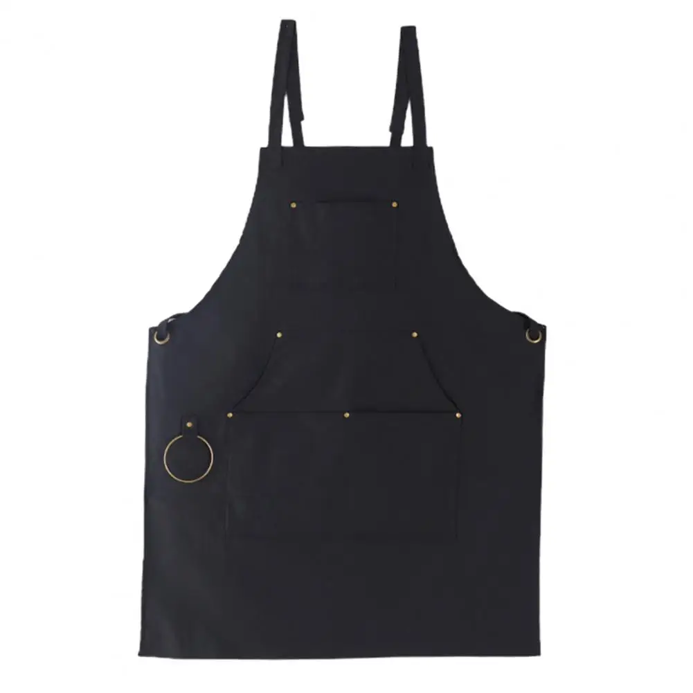 

Breathable Practical Buckle Design Baking Apron Soft BBQ Apron with Front Pocket for Restaurant