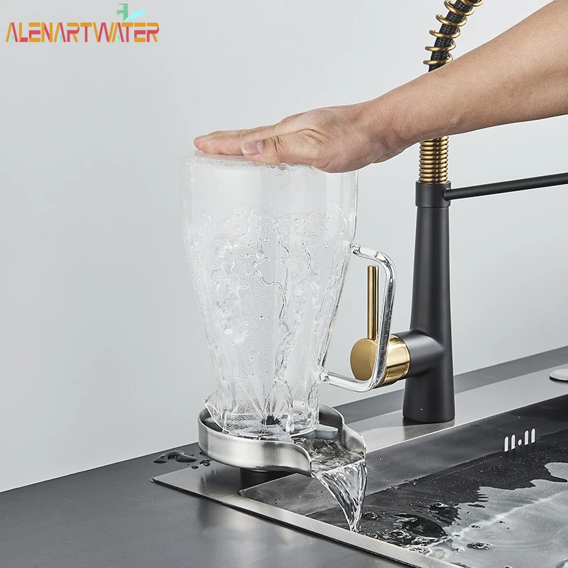 

Faucet Glass Rinser for Kitchen Sink Automatic Cup Washer Bar Glass Rinser Coffee Pitcher Wash Cup Tool Kitchen Sink Accessories