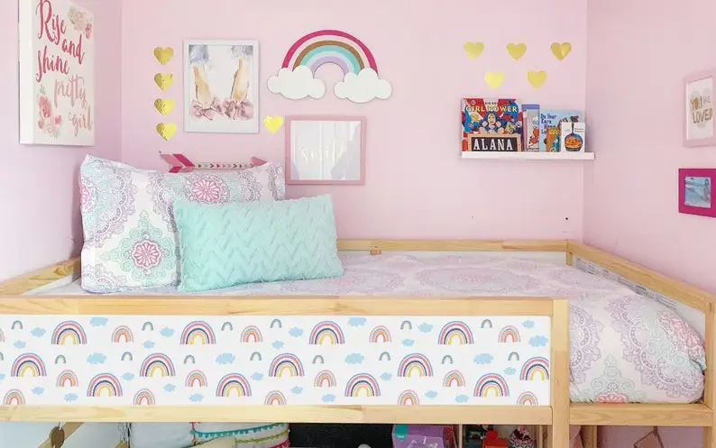 

IKEA KURA BED decals Girls, Kura Bed Stickers Rainbow, Kura Decal for Girls, Kura removable Stickers, Ikea Bunk Bed Decals for K