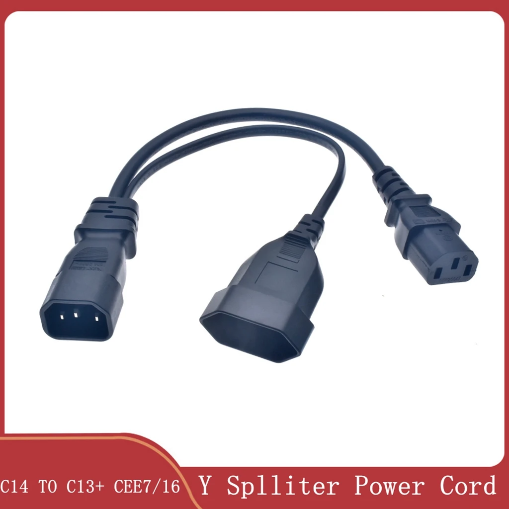 Y Splliter, шнур питания IEC320 C14, штекер, 3-зубчатый шнур питания, шнур, адаптер питания переменного тока на C13 + CEE7/16, 2-контактный гнездовой разъем