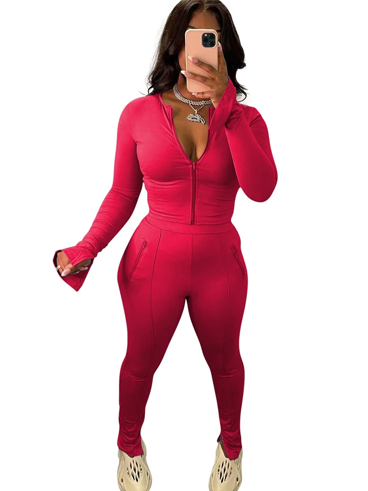 

Костюм спортивный женский в африканском стиле, укороченный топ на молнии и брюки, однотонный модный пикантный костюм в африканском стиле, н...