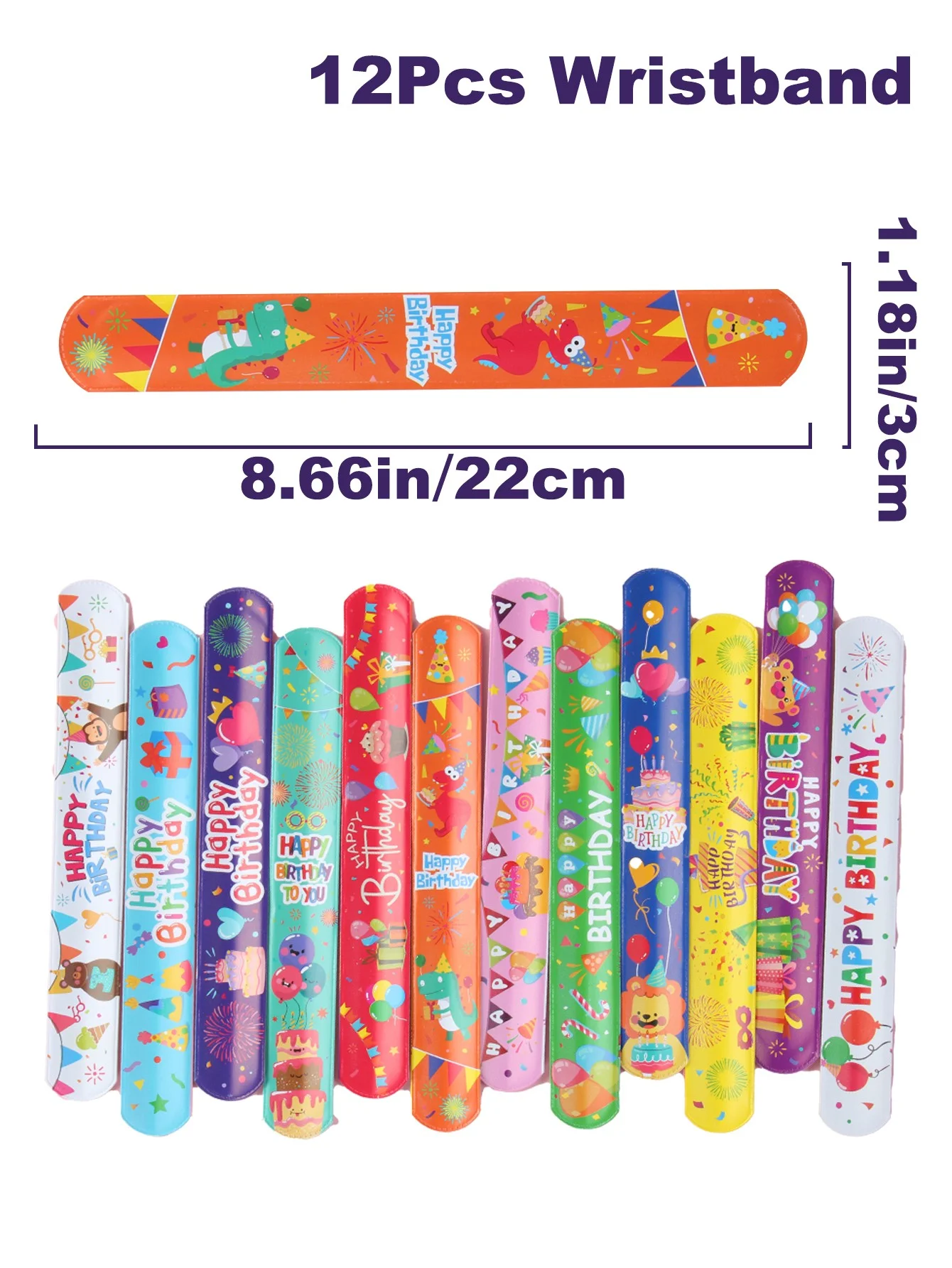 

12 шт., Хлопушка-браслеты, динозавр, единорог, клубника, узор, игрушка-повязка, подарки для детей на день рождения, подарки в классе, наполнитель