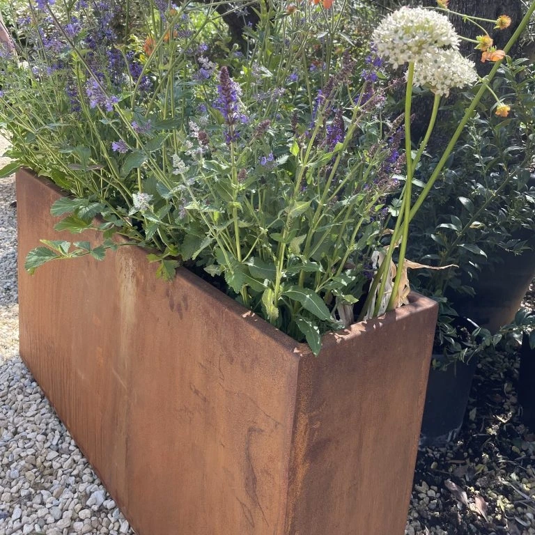 decorative Corten Steel metal flower large Rectangular Tree planter pots