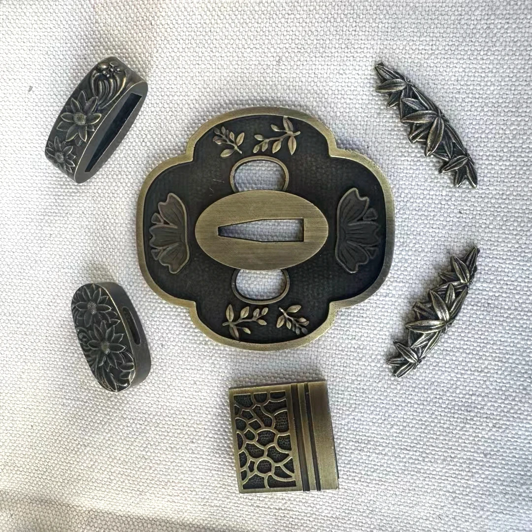 Прочный Набор меча фитинга лезвия защиты Tsuba Кашира фучи менуки вырезать для Kataba