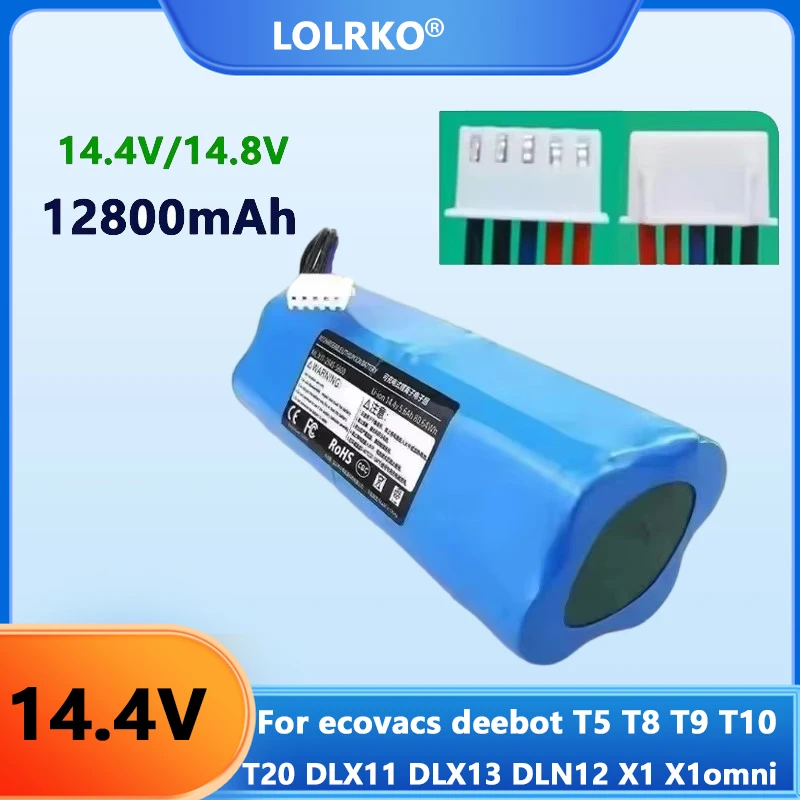 Фото Новая аккумуляторная батарея ECOVACS 14.8V 12800mAh (модель S10-LI-144-5200) для роботов-пылесосов X1, T5, T8, T8AIVI, MAX, T9 (2026 год) №1