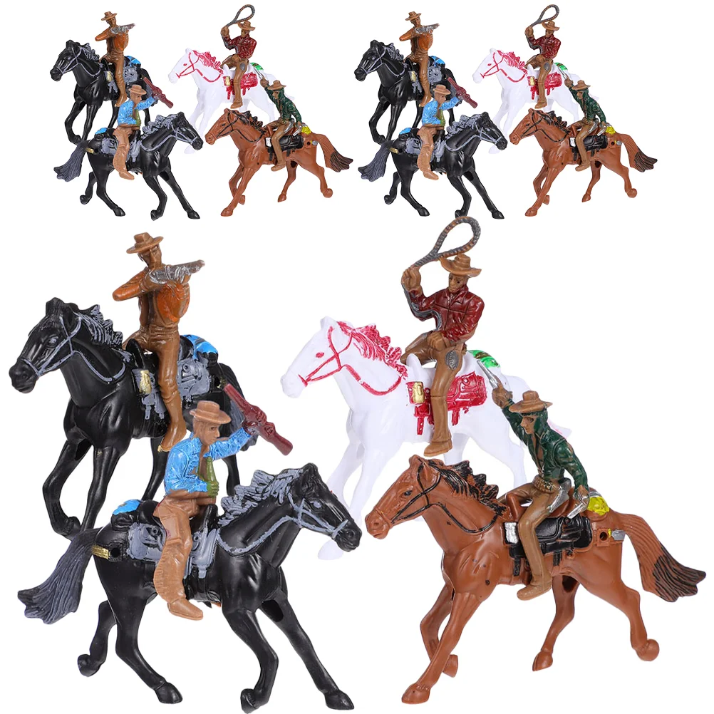 

12 Pcs Model Human Landscape Models Micro Mini Animal Toys Sand Table Horseman Plastic Miniature Figurines