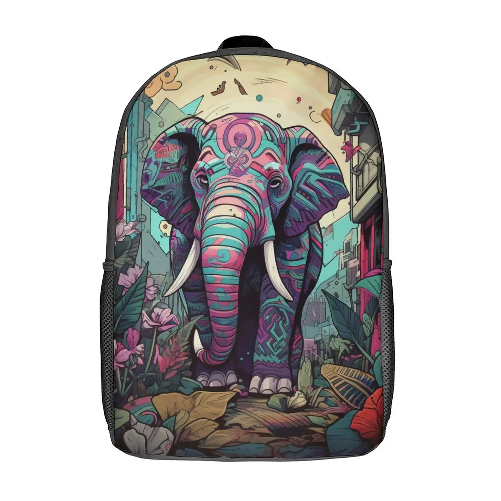 

Рюкзак со слоном для девочек; Настенные граффити; Легкие рюкзаки из полиэстера; Красивые школьные сумки; Уличный стиль; Цветной рюкзак