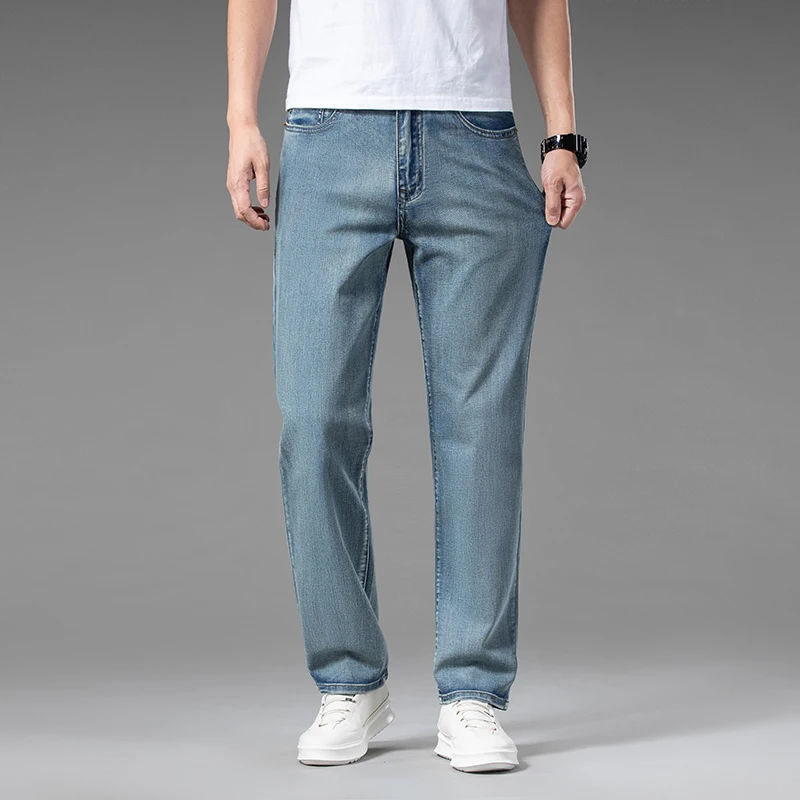 

Новые летние тонкие дышащие свободные джинсы Sulee, повседневные бриджи, мужские прямые джинсовые брюки