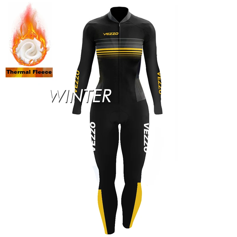 

Women's Jumpsuit Winter Fleece Thermal Cycling Little Monkey Long Sleeve Bicycle Jersey Keep Warm Bike MTB Suit Outdoor Clothing