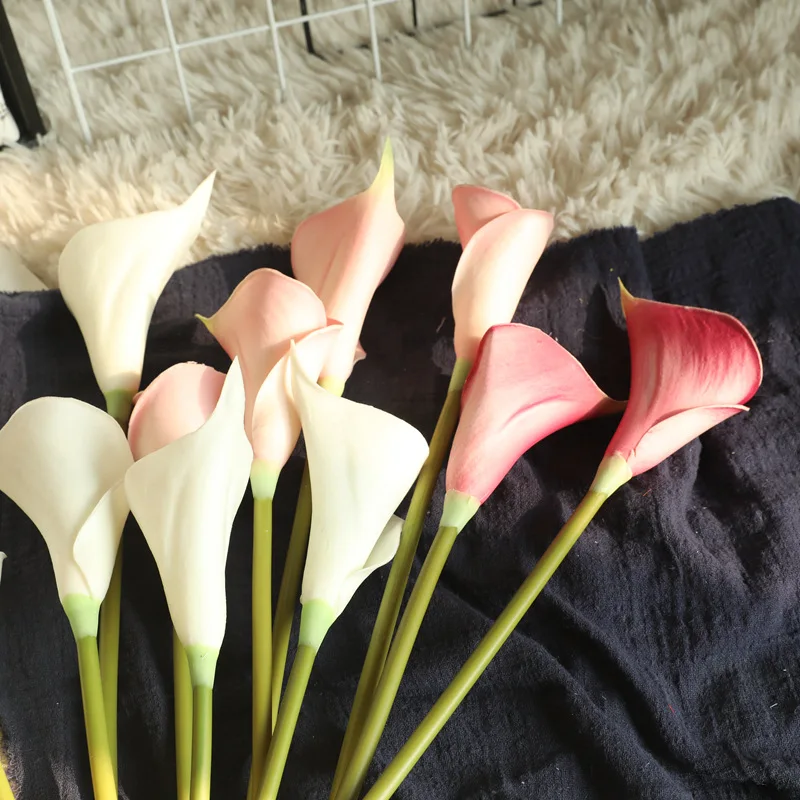 

10Pc PU Calla Lily Artificial Flowers Real Touch Fake Flowers for Home Living Room Decoration Wedding Bouquet Flower Arrangement