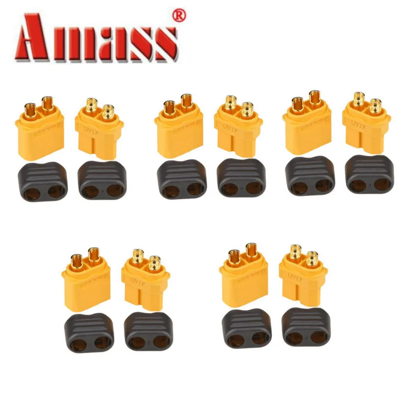 

5Pairs Original Amass XT60+ Plug Connector with Sheath Housing Plugs for RC Helicopter Quadcopter FPV Racing Drone Lipo Battery
