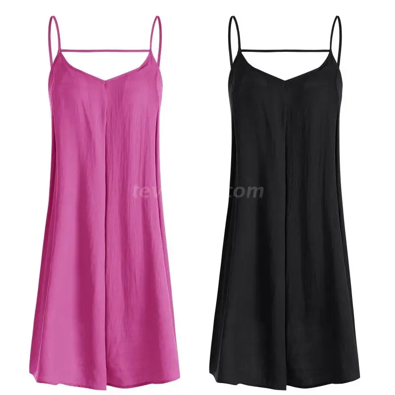 

Женское вечернее короткое платье без рукавов на бретельках с V-образным вырезом, простой однотонный плиссированный расклешенный свободный ...