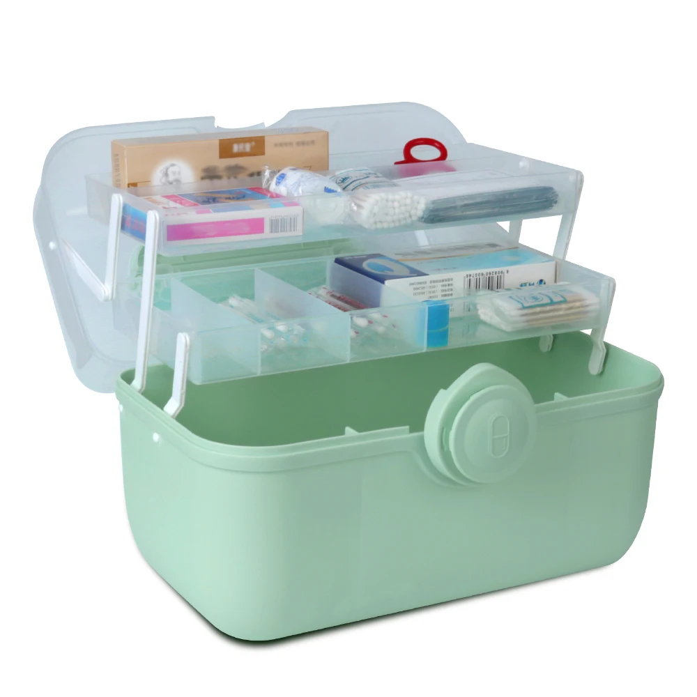 

3 Tiers High Capacity With Handle Medicine Chest Pill Case First Aid Kit Storage Box Family Emergency Kit Container Organizer