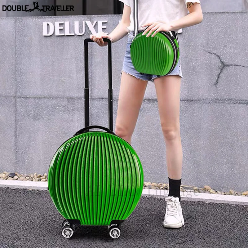 Set With Small Handbag Kids Round Travel Suitcase On Wheels 