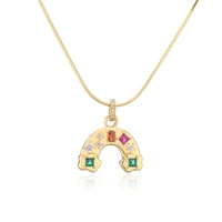 kose new rainbow shaped jewelry micro inlaid zircon rainbow ladies necklace earrings colorful diamond shaped jewelry set women