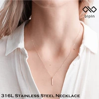 bipin 316l stainless steel bar pendant necklace female minimalist thin necklace jewelry wholesale
