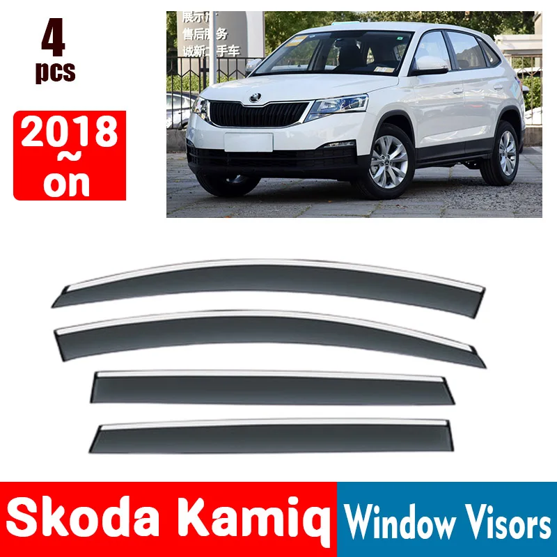 FOR Skoda Kamiq 2018-On Window Visors Rain Guard Windows Rain Cover Deflector Awning Shield Vent Guard Shade Cover Trim