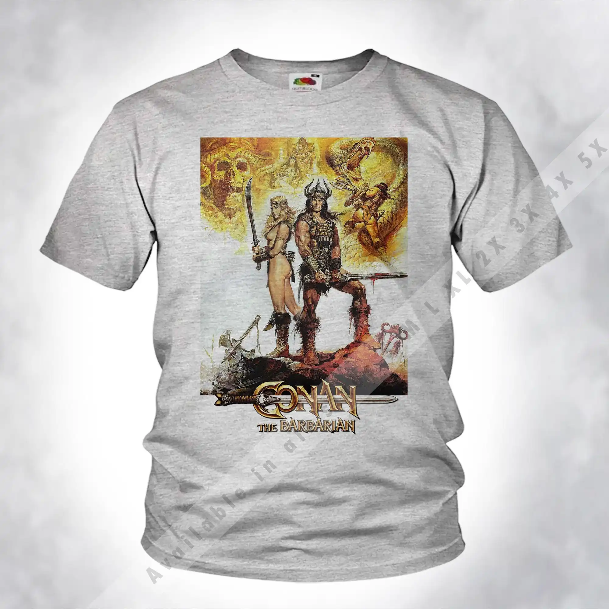 Винтаж CONAN The Barbarian v4 Old Style Мужчины Унисекс Спорт вереск Серый DTG Размеры принта s m l