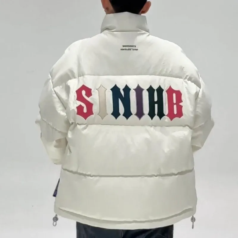 2024 зимнее мужское модное брендовое утепленное пальто с воротником-стойкой и