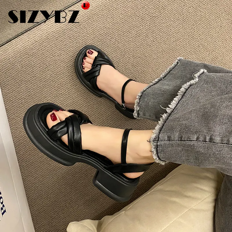 

Platform Sandals Women Summer Shoes Women Fashion Thick Heel Buckle Strap Mid Heel Sandals Outer Wear Casual Ladies Shoes
