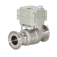 DN10 DN25 Two Piece Sanitary Motorized Ball Valve Stainless Steel 2-way 2/3 Wire Electric Actuator With Manual Switch 220/24/12V