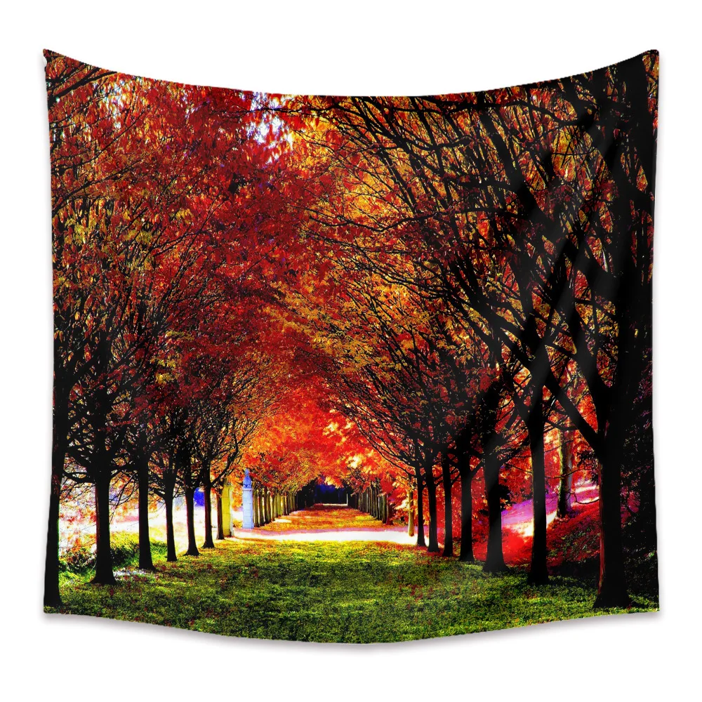 Богемные настенные гобелены Настенный декор натуральный лес Печатный Большой