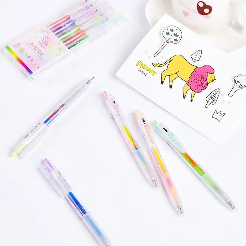 

0.5mm Kawaii Creatie Colourful Rainbow Press Gradient Gel Pen Neutral Pen For Kids School Office Stationery Supplies