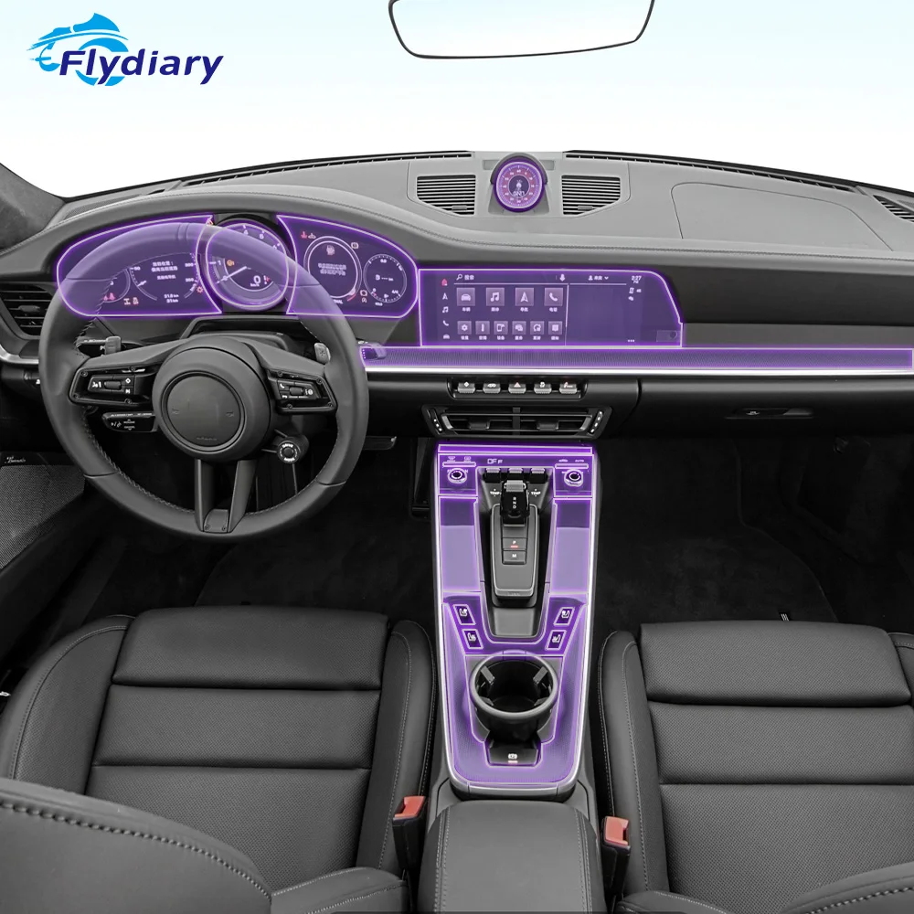 

For Porsche 911 2019-2023 Car interior Center console transparent TPU Paint protective film Anti scratch sticker LCD screen PPF