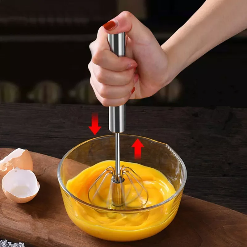 

Kitchen Accessories Mixer Egg Beater Manual Self Turning Stainless Steel Whisk Hand Blender Egg Cream Stirring Kitchen Gadgets