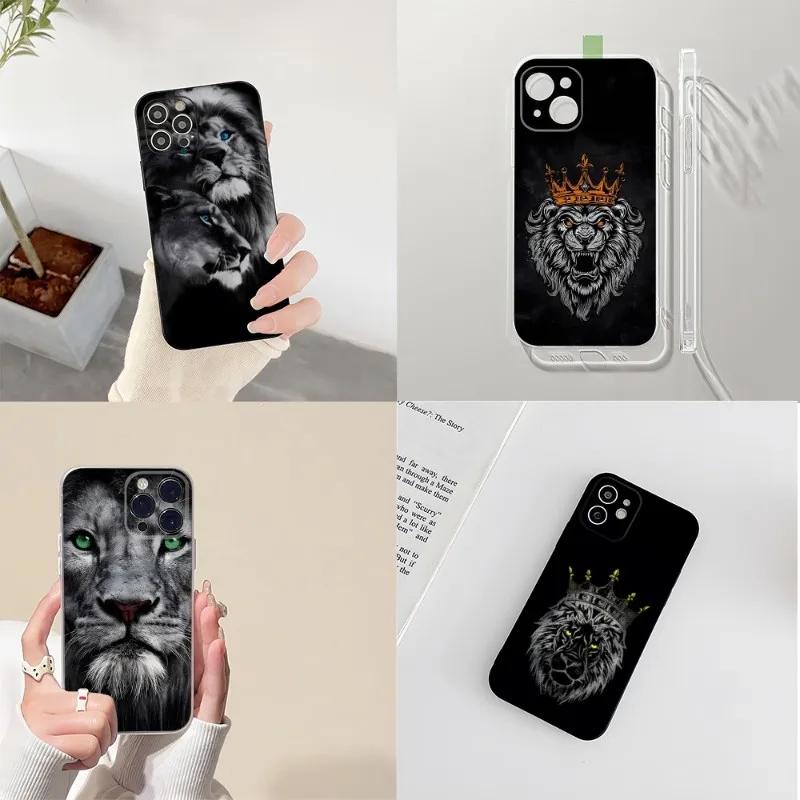 

Lions Phone Case 2023 For IPhone 14 12 13 11 Pro Max Mini X XR XS Max 7 8 Plus Black With Transparent Silicon Cover