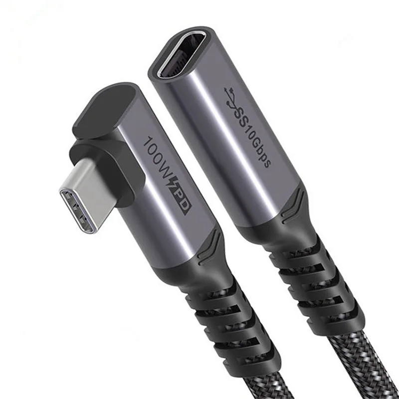 

4K HD USB C Extension Cable 100W PD 5A Right Angle Bend 90 Degree Gen 2 USB 3.1 Type C Extension Cord For Macbook Samsung Laptop