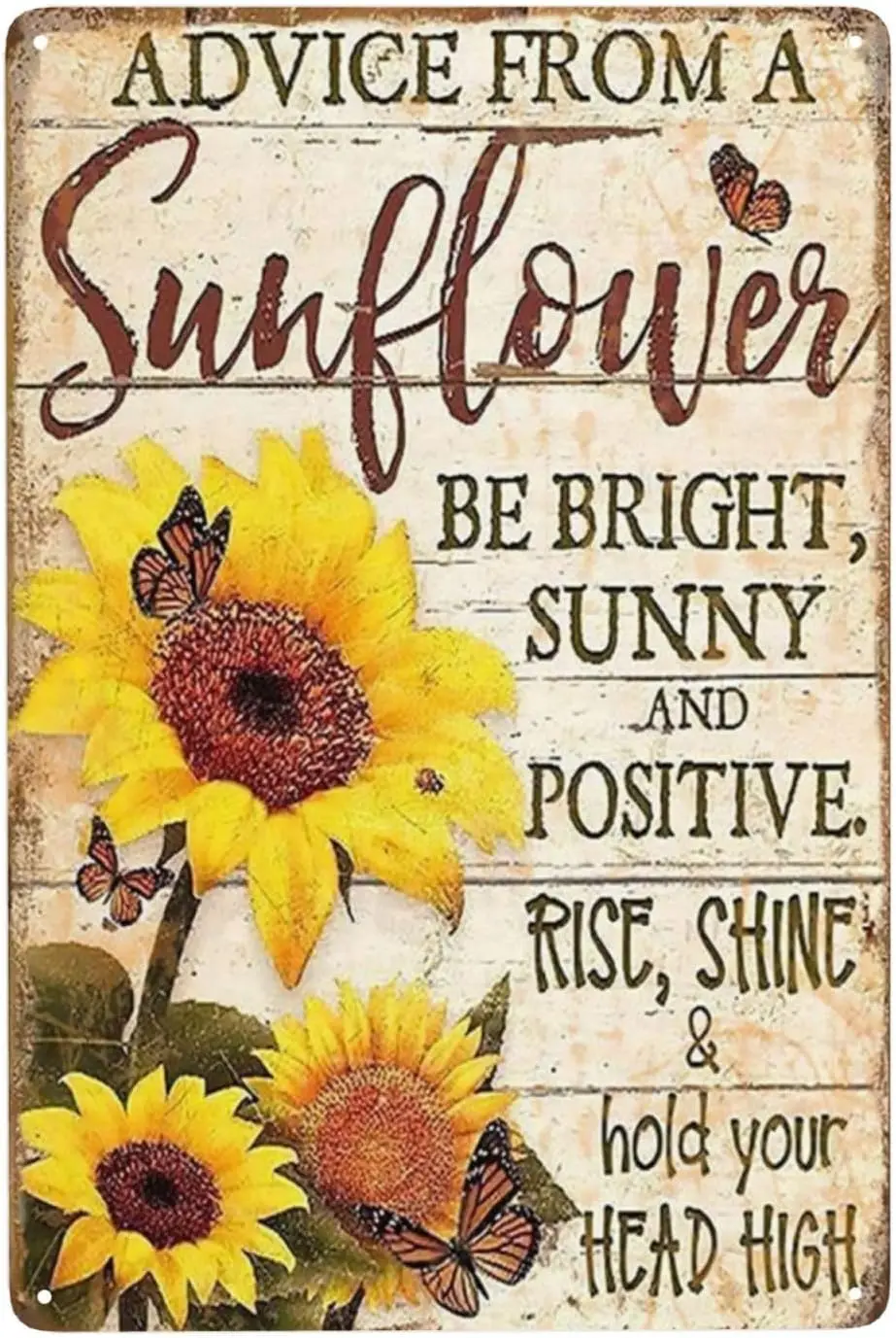 Tn Sgn dvce From Sunflowers Wll Room Home Decor Br Decoon Grge Redy To Hng Best Gft Retro 12x8 nch