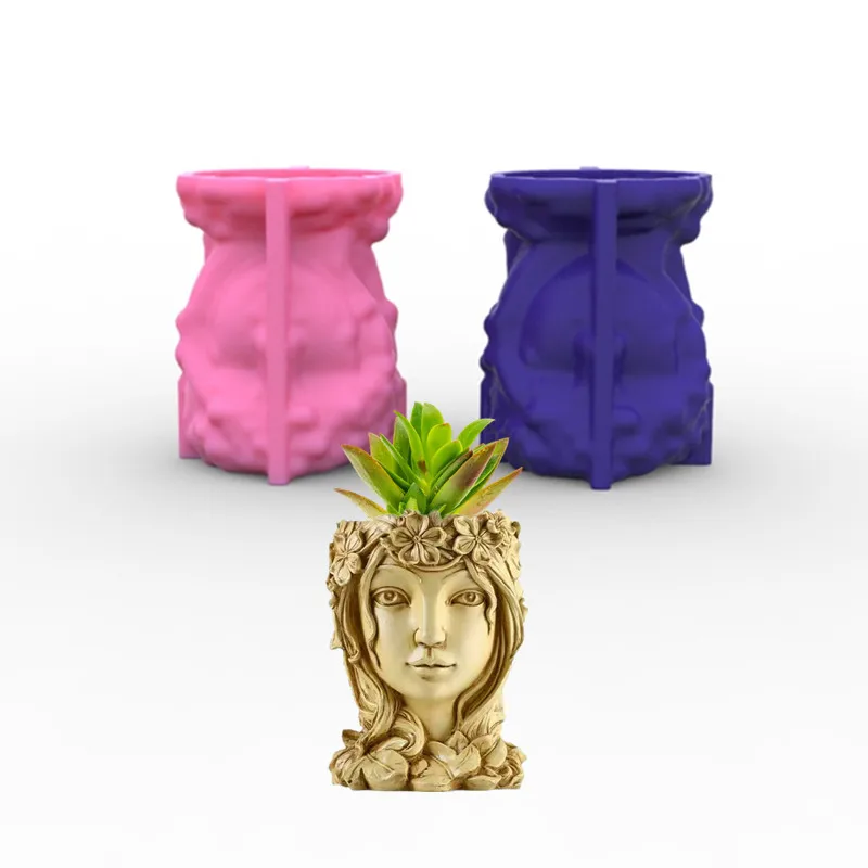 

New Goddess Flower Pot Silicone Mold Concrete Succulent Mould Ceramic Clay Handicraft Vase Cement Mold Candle Holder Wax Mold