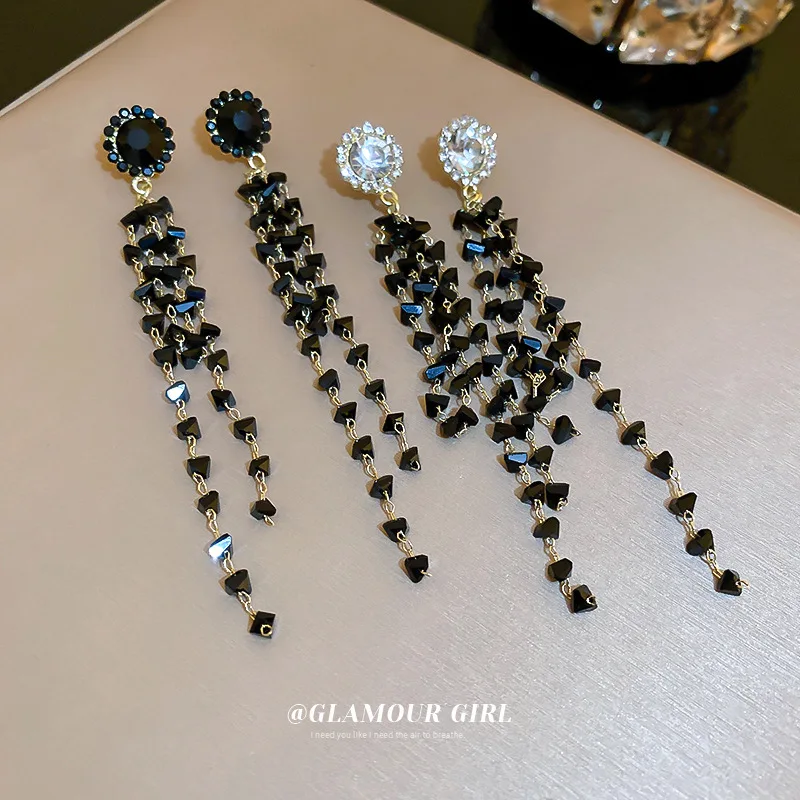 

2022 Fashion Luxury Crystal Classic Geometric Long Dangle Earrings For Woman Female Jewelry Korean Simple Earrings Party Gift