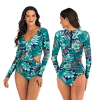 summer swimwear women 2022 one piece long sleeved surf suit sunscreen womens swimsuit diving suit sexy swimsuit
