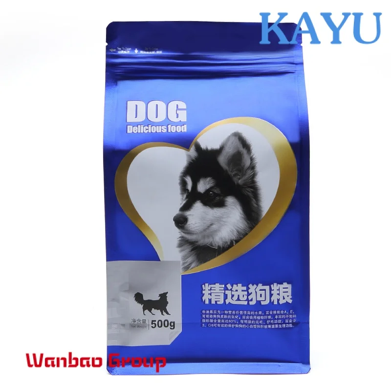 Customized pet dog food cat food composite with zipper eight-side seal food packaging bag
