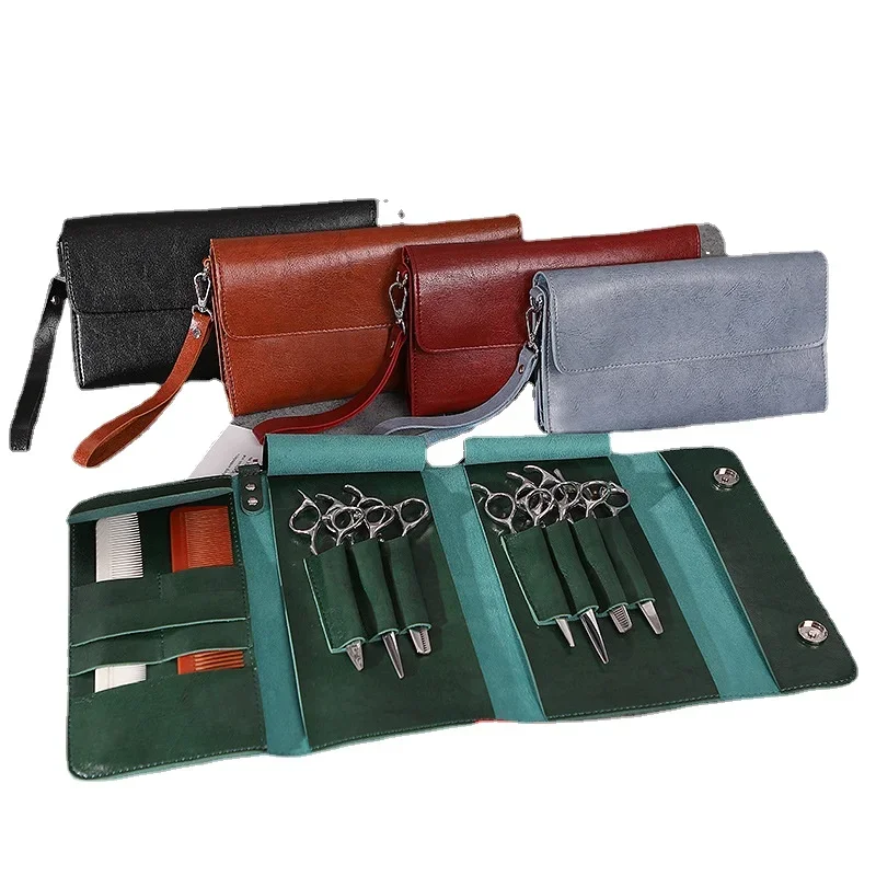 

Hair Scissors Leather Bag for Barber Tools Hair Salon Scissor Comb Case Hairdresser Supplies Styling Tools Accessories