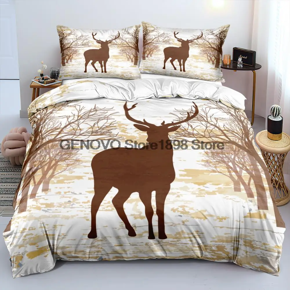 

3D White Bedding Bags Duvet Cover Sets Pillow Covers Set Bed Linens Full King Queen Double Full Twin Size Deer Custom Beddings
