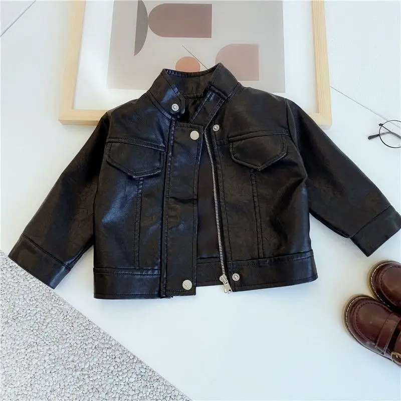 Black Thick Winter Bomber Jackets Locomotive Boys Girls Casual Outcoats 1-7years Cardigan Bolero