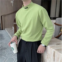 2022 brand clothing mens spring high quality long sleeve t shirtmale high collar white black green casual shirts s 3xl