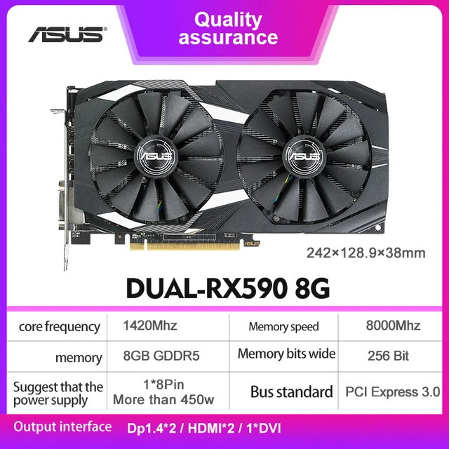 ASUS graphics card AMD RX590 8G game GDDR5 game desktop computer RX580 2