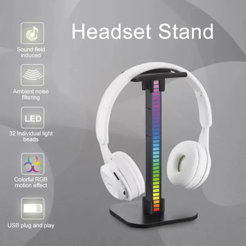 

With Microphone Headphone Display Holder Headphone Stand Oice-activated Earbuds Hanger Rgb Headset Stand Computer Desktop