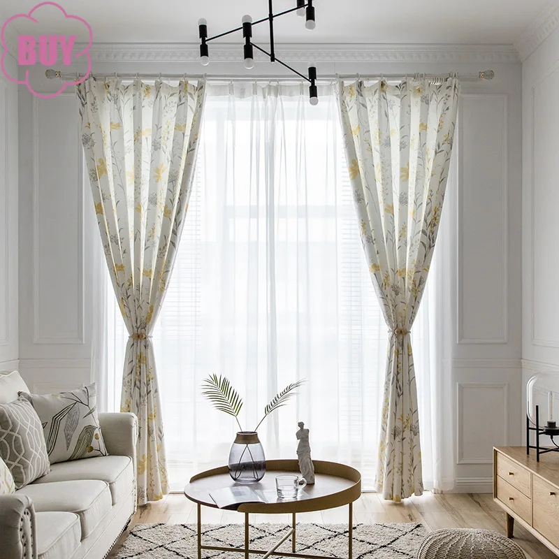 

Fresh Pastoral Thickened Cotton and Linen New Style Simple Modern Curtains for Living Dining Room Bedroom