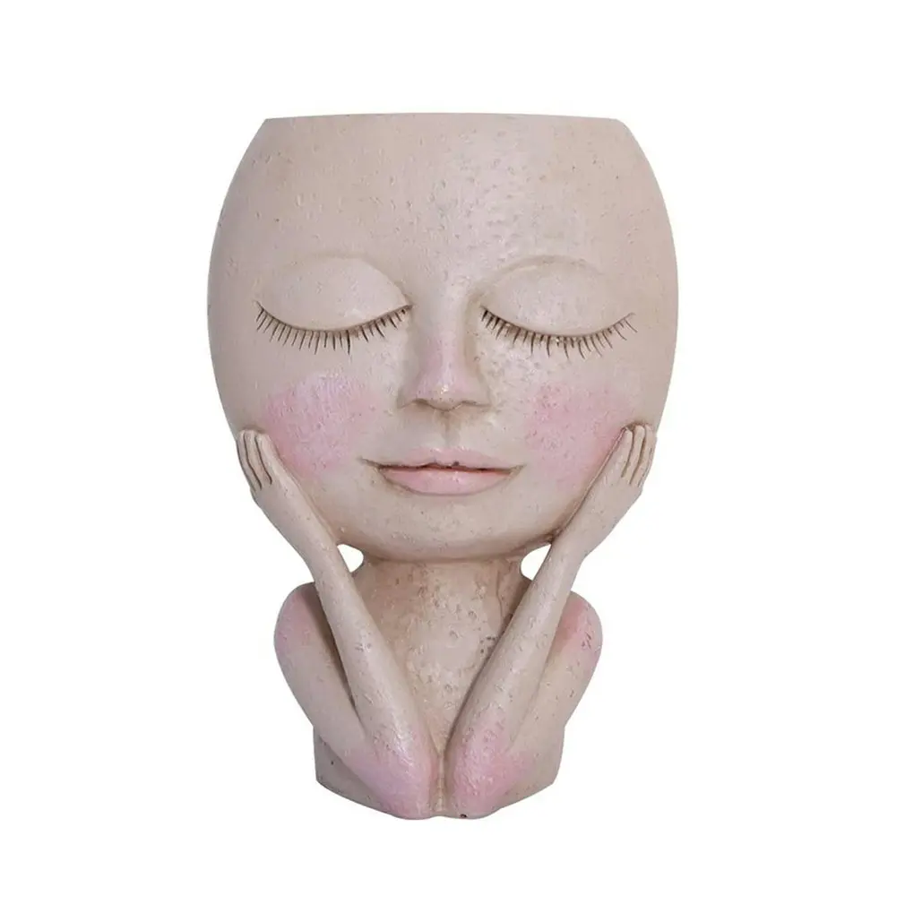 

Girls Face Head Flower Planter Succulent Plant Flower Container Pot Flowerpot Nordic Tabletop Home Garden Decor Sculpture Supply