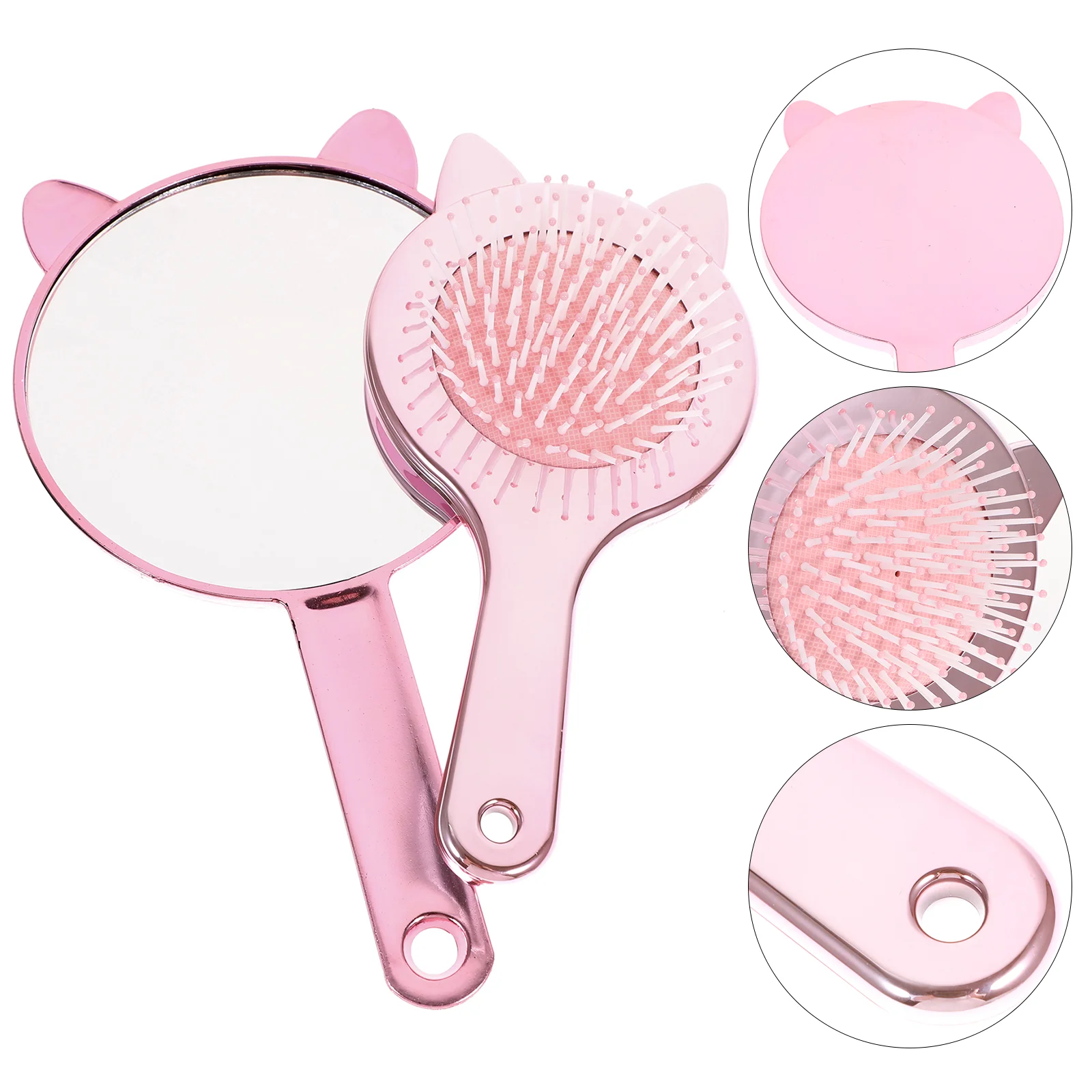 

Cat Ear Mirror Comb Makeup Girl Convenient Handheld Cosmetics Shaped Household Woman Portable Massager