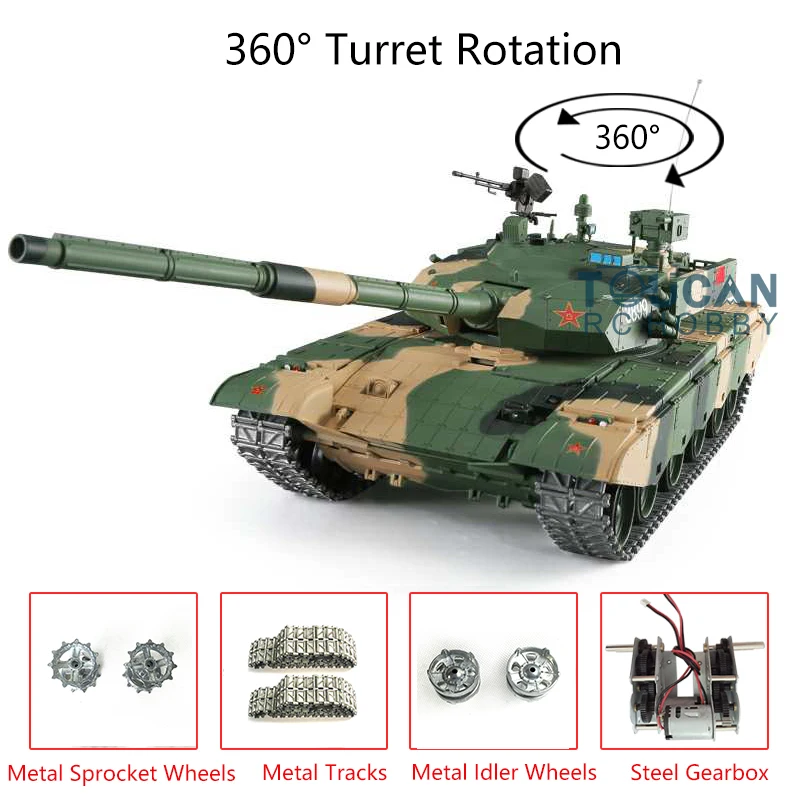 

Heng Long 1/16 Scale TK7.0 Modified Edition Chinese 99A RTR RC Tank 3899A 360° Turret Steel Driving Gearbox Radio Model BB Unit