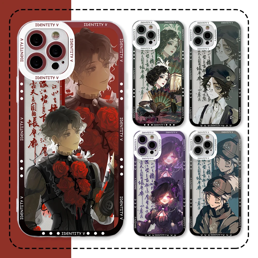 Game Identity V Phone Case for iPhone 16 15 14 Plus 13 12 Mini 11 Pro Max X Xs XR 7 8 Border Print Transparent Soft Cover